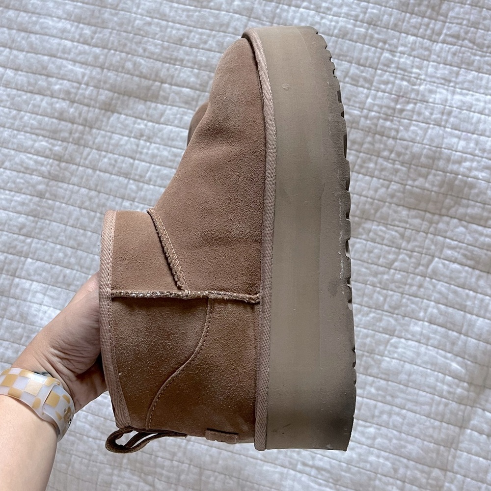 UGG Women's Platform Ankle Booties in Chestnut Brown
